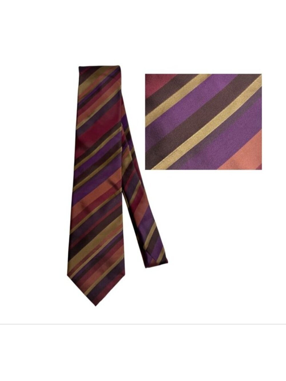 Nodus Masculin Latin 100% Silk Men's Neck Tie Striped Pink Purple Brown Italy